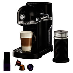 Nespresso Artisan Coffee Machine with Aeroccino by KitchenAid Onyx Black